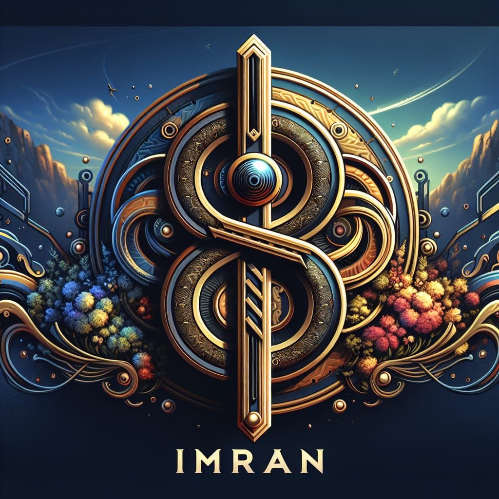 IMRAN Logo with Auto Symbol in Matte Painting Style