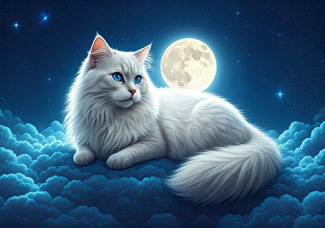 Majestic Cat in Celestial Night Sky