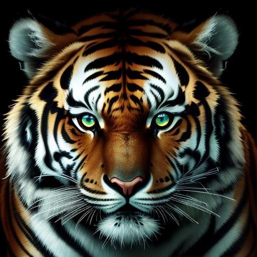 Glowing Tiger Eye in Dark Amazon Forest