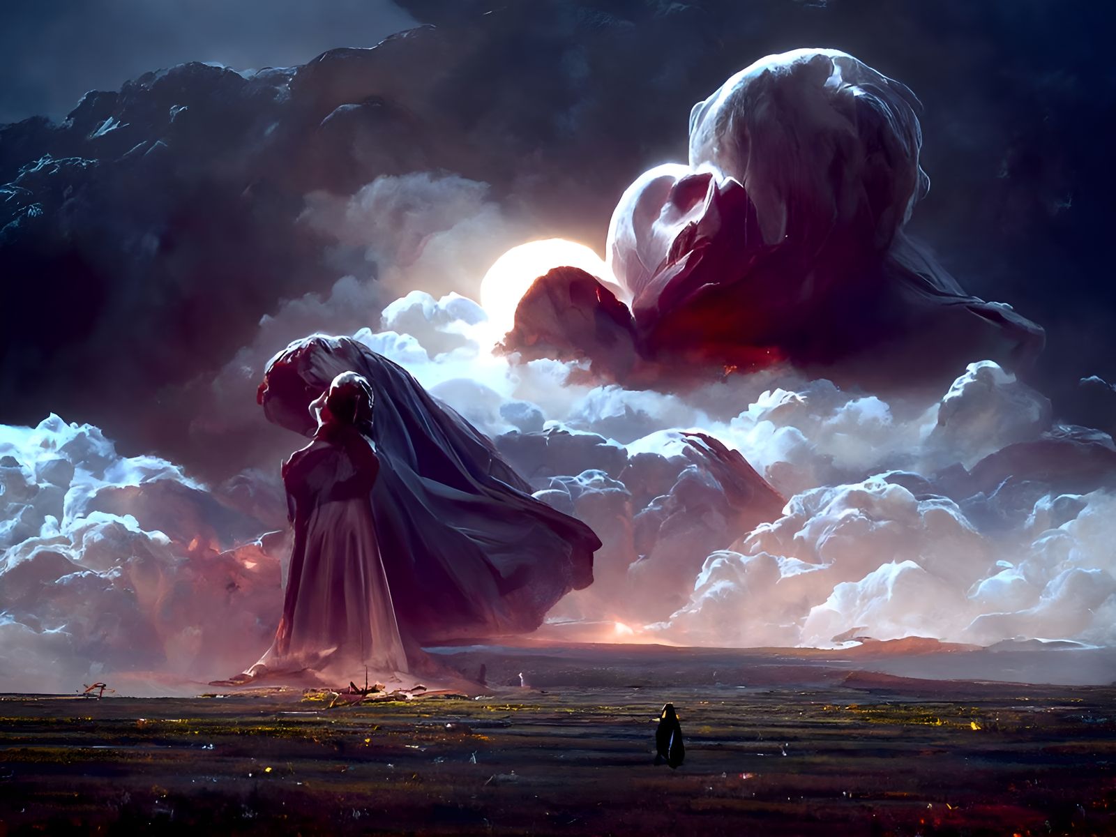 Roses Ascend to Sky in Romantic Matte Painting