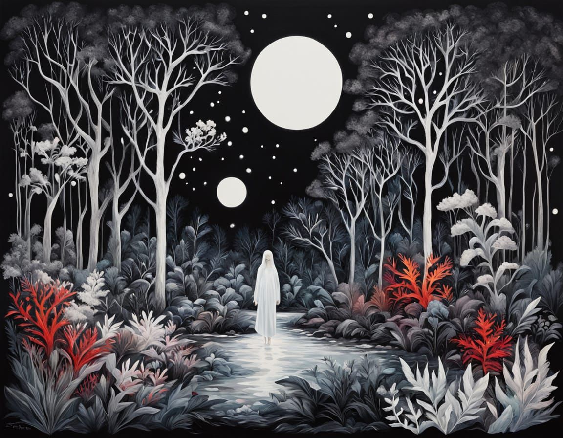 Surreal Albino and Black Figures Emerge in Monochrome Landsc...