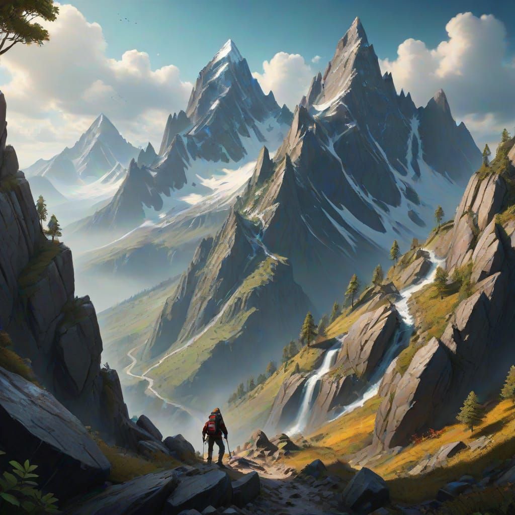 Fantastical Mountain Landscape Concept Art in Deep Color