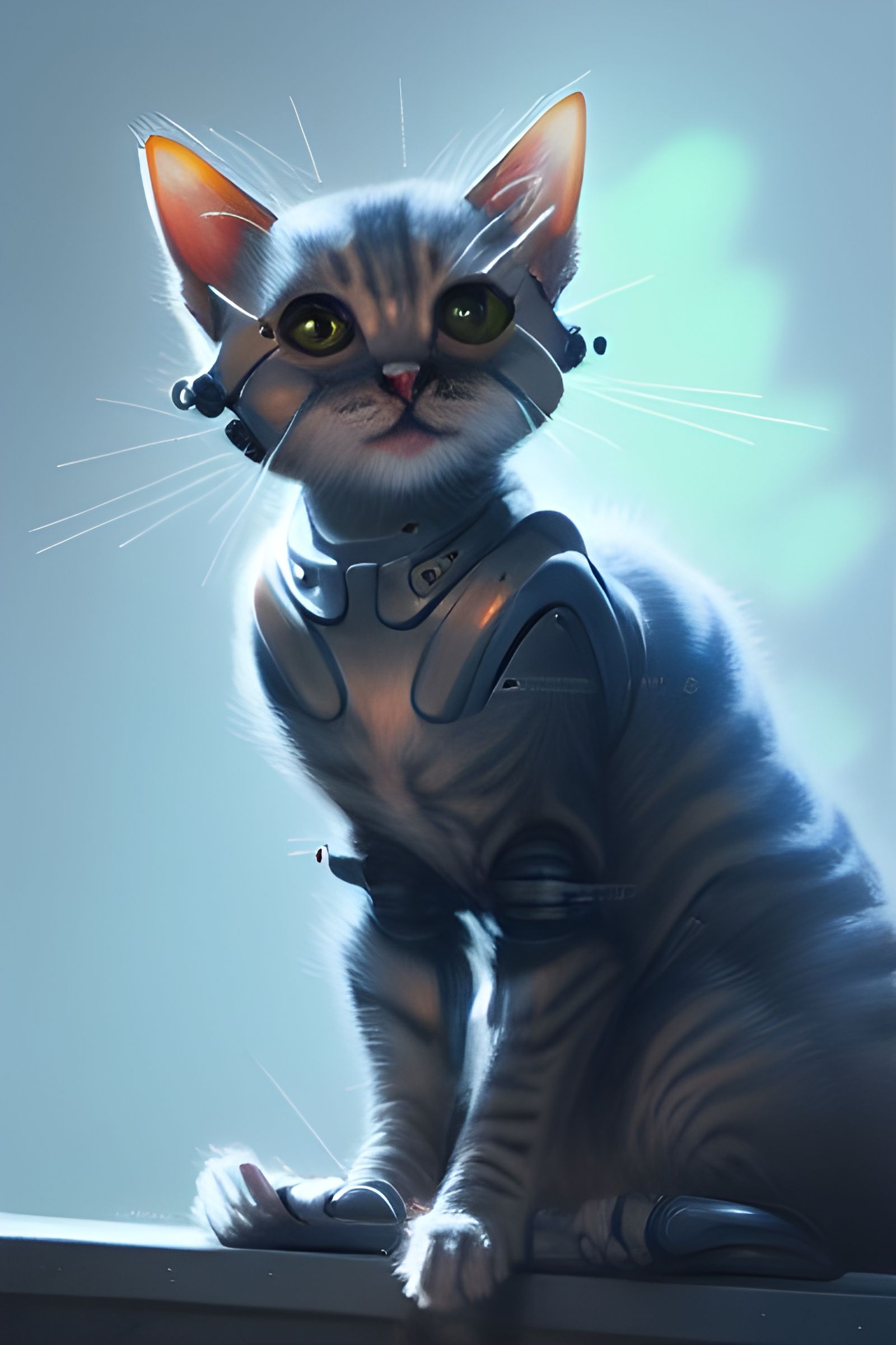 Cybernetic Kitten: Biomechanical Artgerm-Inspired Digital Pa...