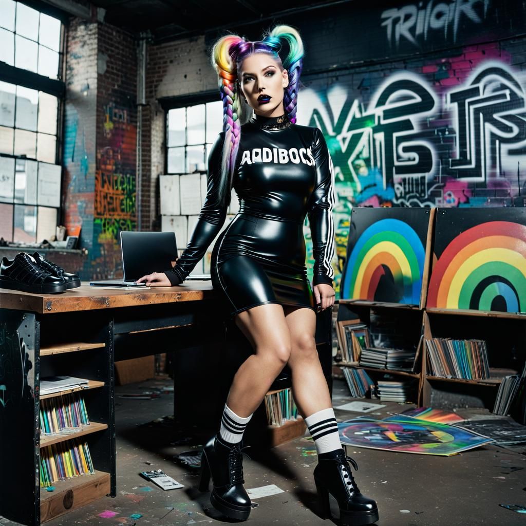 Curvy Headmistress in Ruined City: Cinematic Film Still