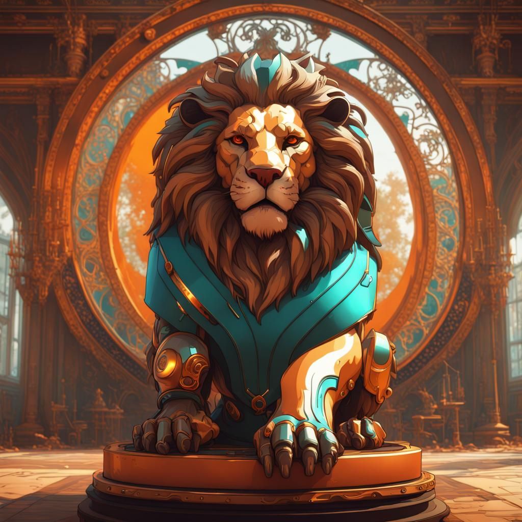 Steampunk Lion Concept Art in 8K Resolution
