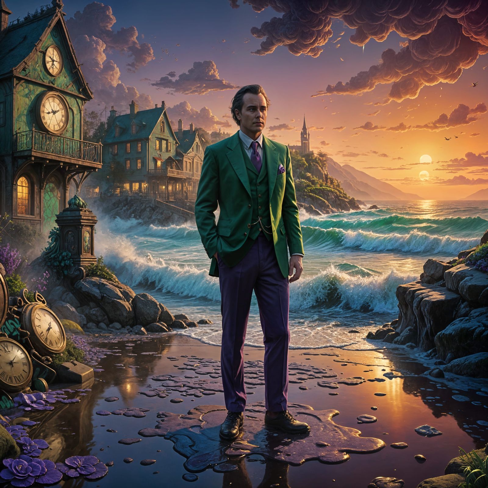 Stunning Oceanic Graffiti Tuxedo in Vibrant Polychromatic Hu...