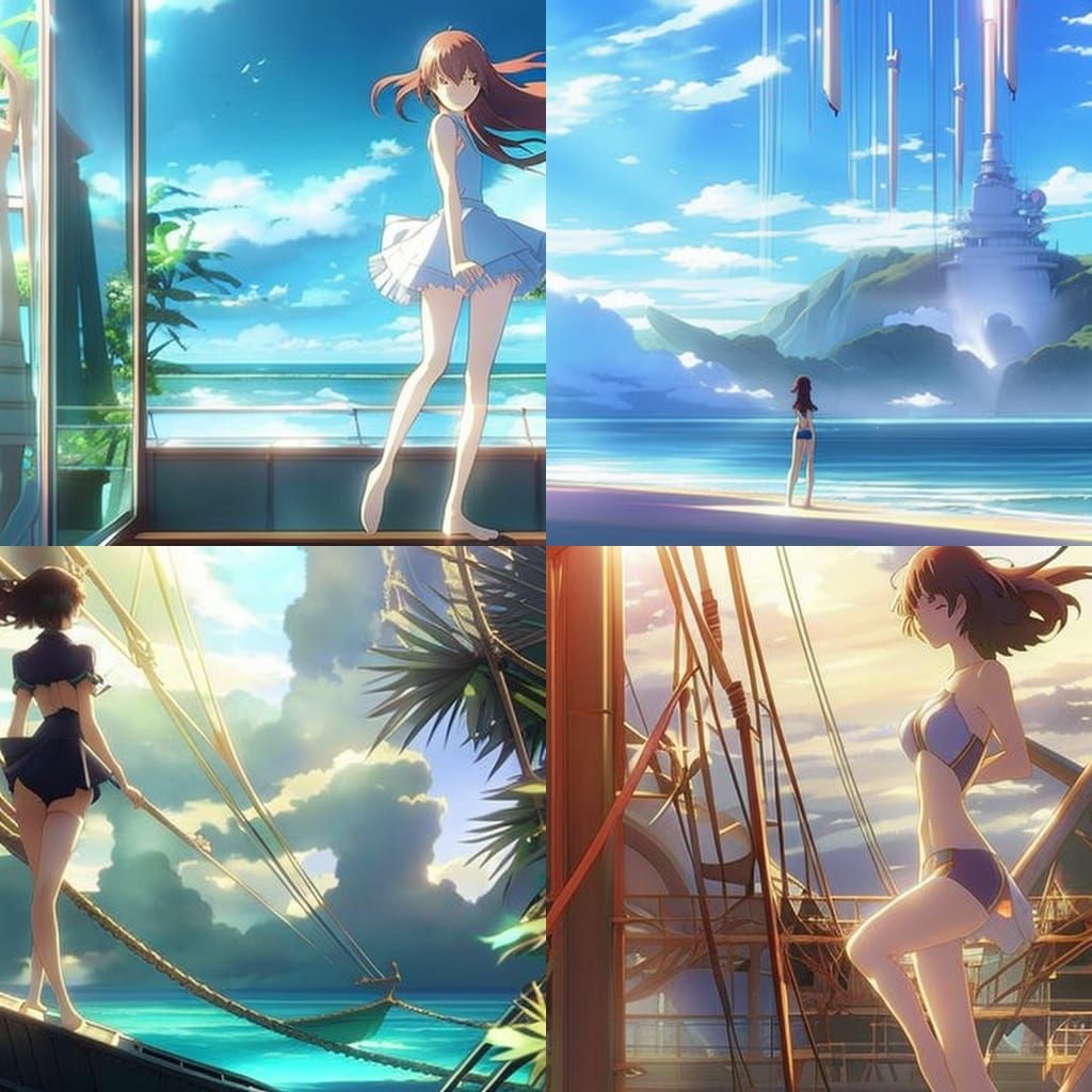 Anime Girl in Swimsuit, Studio Ghibli Style