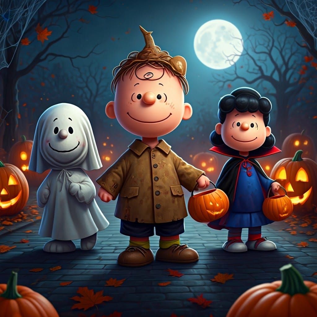 Peanuts Gang Trick-or-Treating on Halloween Night