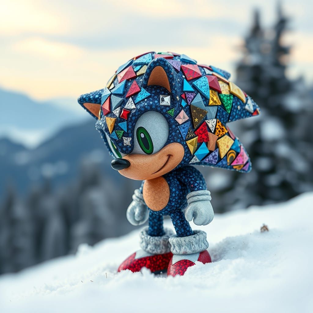 Sonic the Hedgehog in Folk Art Glitter Mosaic