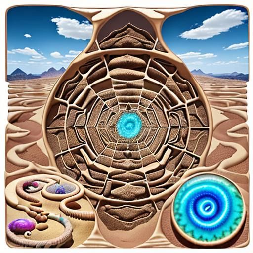 Surreal Desert Panorama with Fractal Horizon