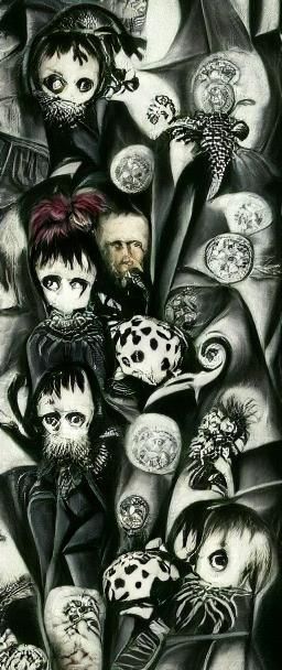 Victorian Goth Cartoon of Magical Girl