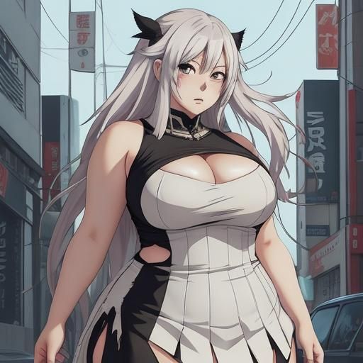 Anime Girl in Ripped Dress, Manga Style