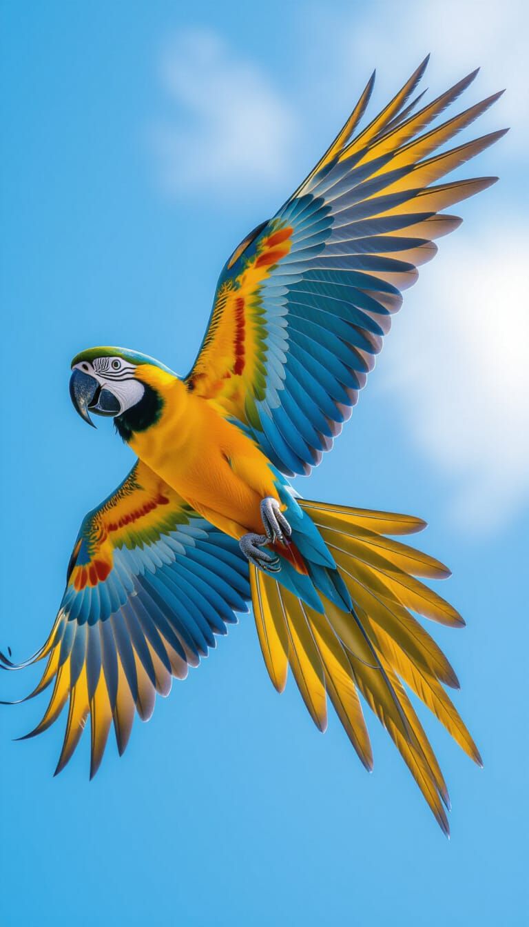 Blue-and-Gold Macaw: Photorealistic Wildlife Portrait