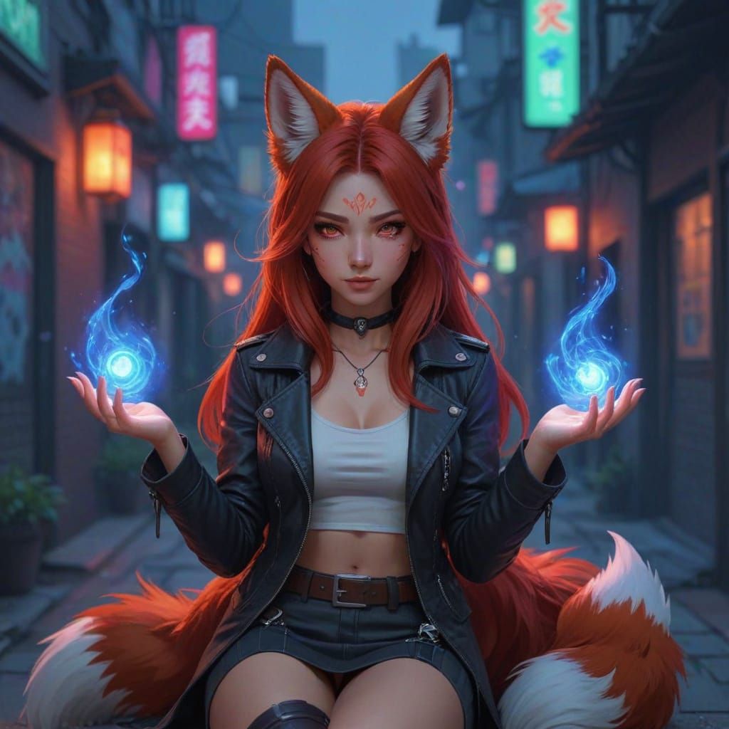 A mystical female mage inspired by Kitsune from SNES Shadowrun