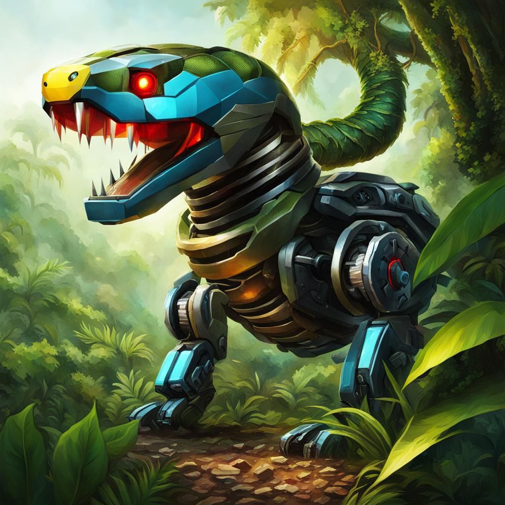 Robot Snake in Jungle