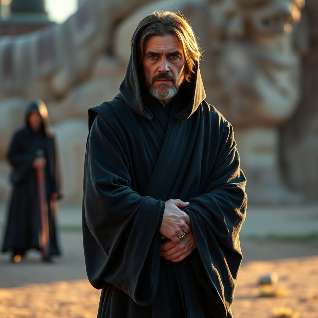 Sith Lord in Black Robes, Photorealistic Portrait