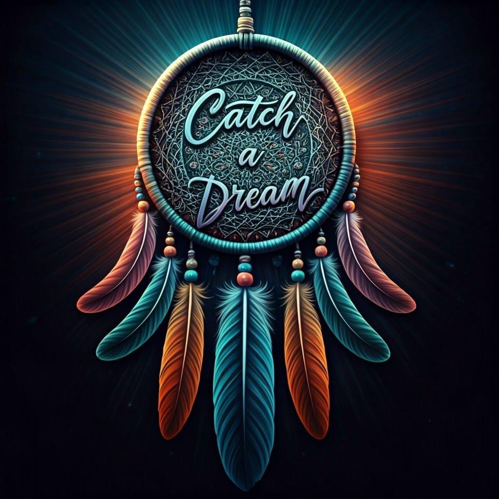 Intricate Dreamcatcher with 'Catch a Dream' Message