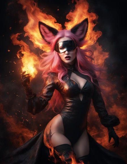 Flaming Fox-Girl in Cosmic Firestorm