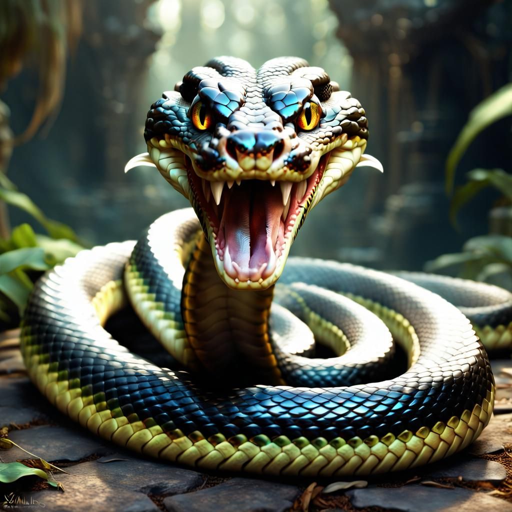 Beautiful Mythical Naga Snake Hybrid in Anime Art Style