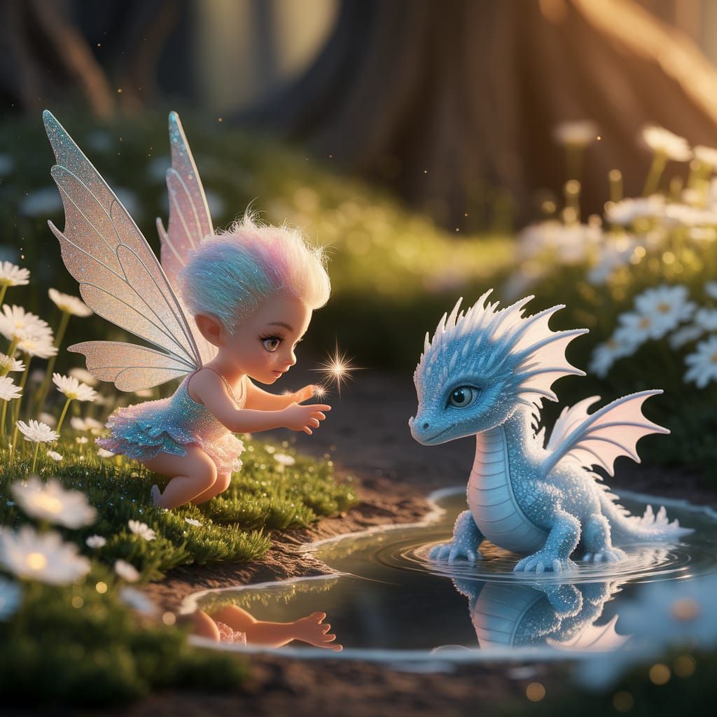 Enchanted Forest Pixie and Dragon Hatchling