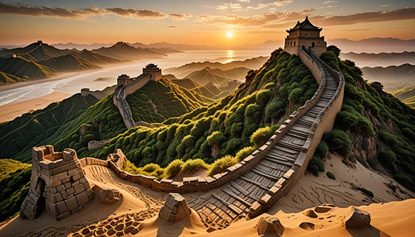 Realistic Sand Art of the Great Wall of China