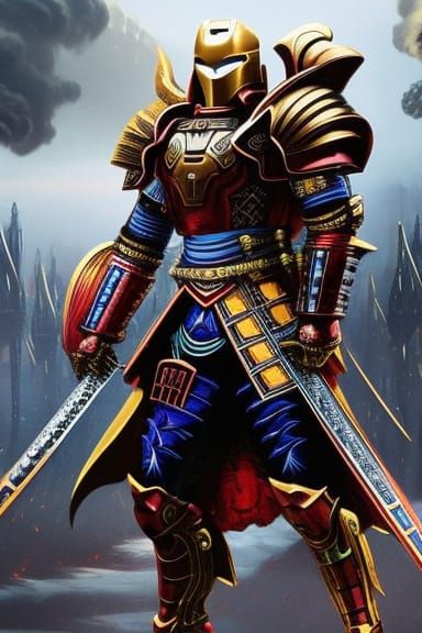 Noble Samurai Iron Man in Feudal Japan Style