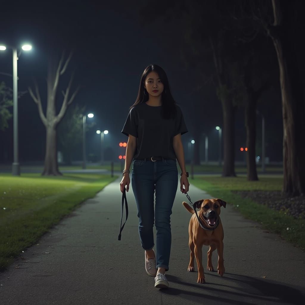 Ominous Park Encounter in Dark Manga Style