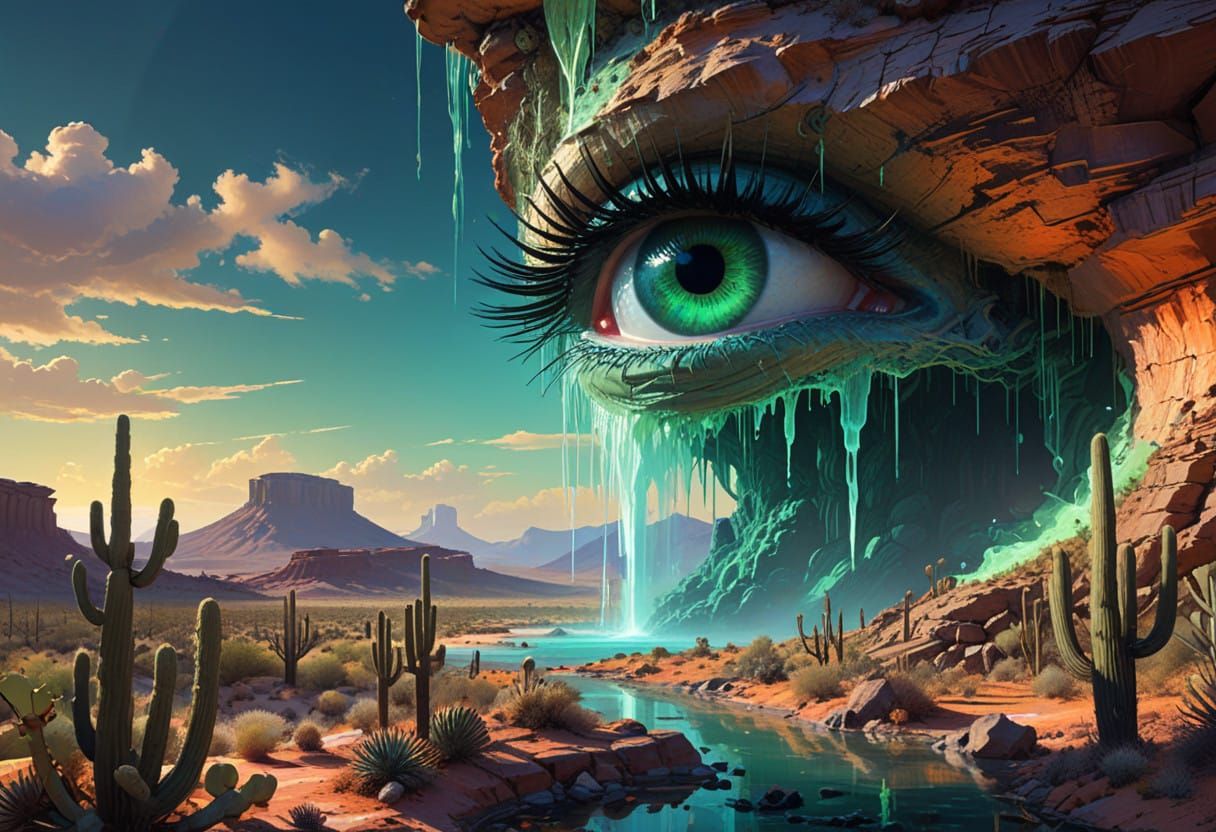 Electric Oasis in the Desert Landscape