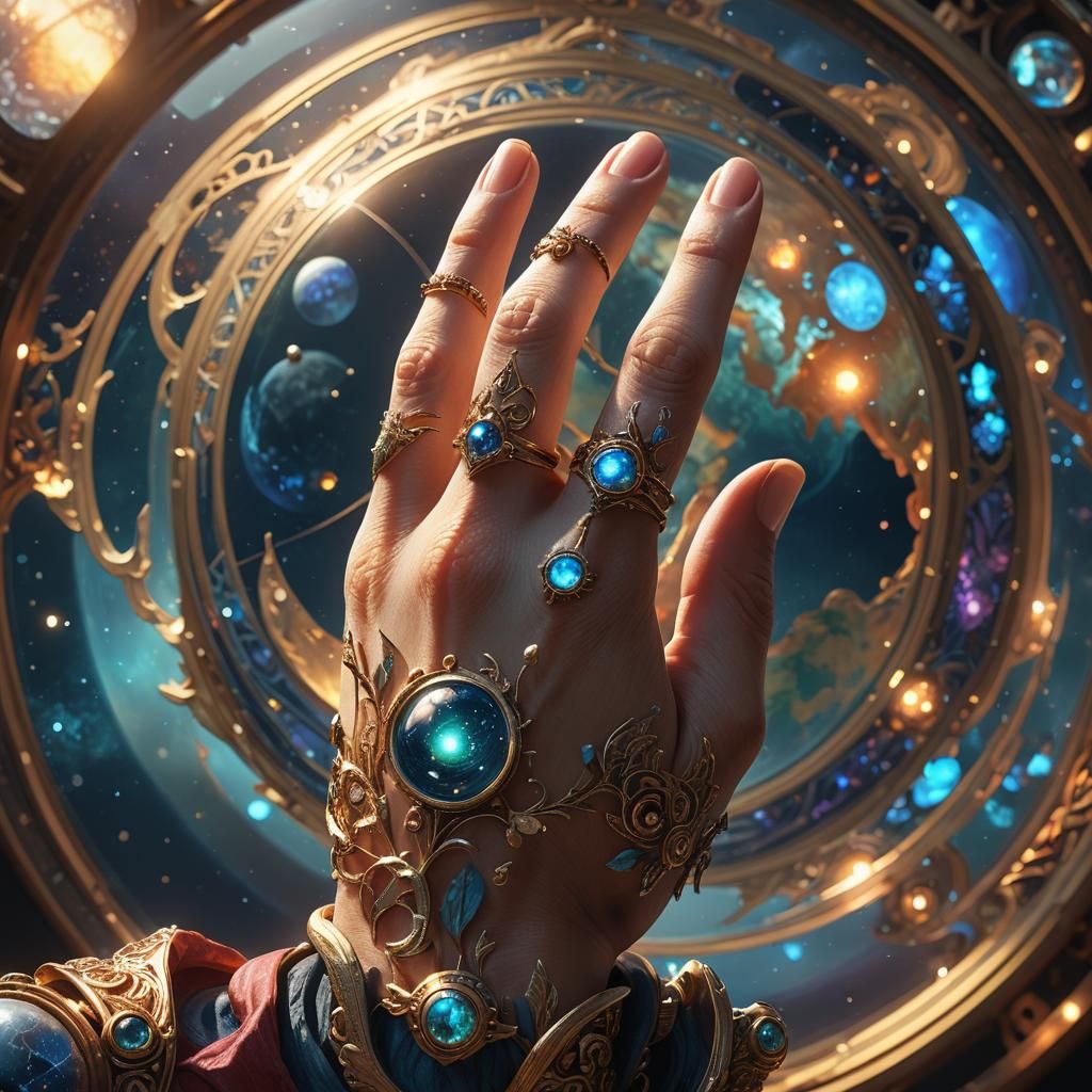 Ornate Hand Holding Planet Earth: Hyperrealistic Concept Art