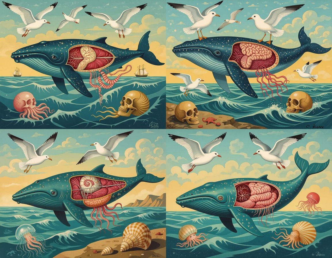 Surreal Brutalist Ocean Hybrid in Art Deco Style