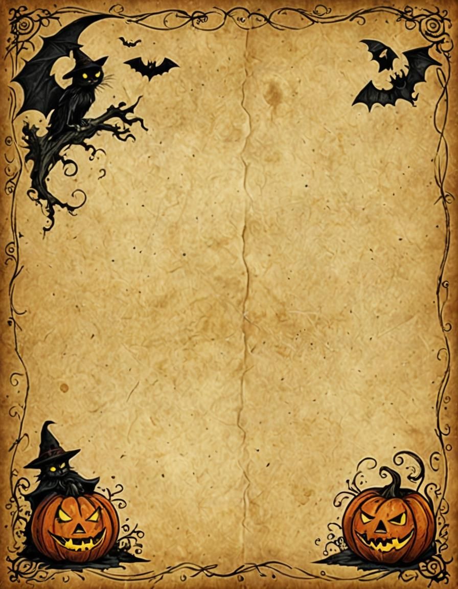 Vintage Halloween Parchment Stationery Design