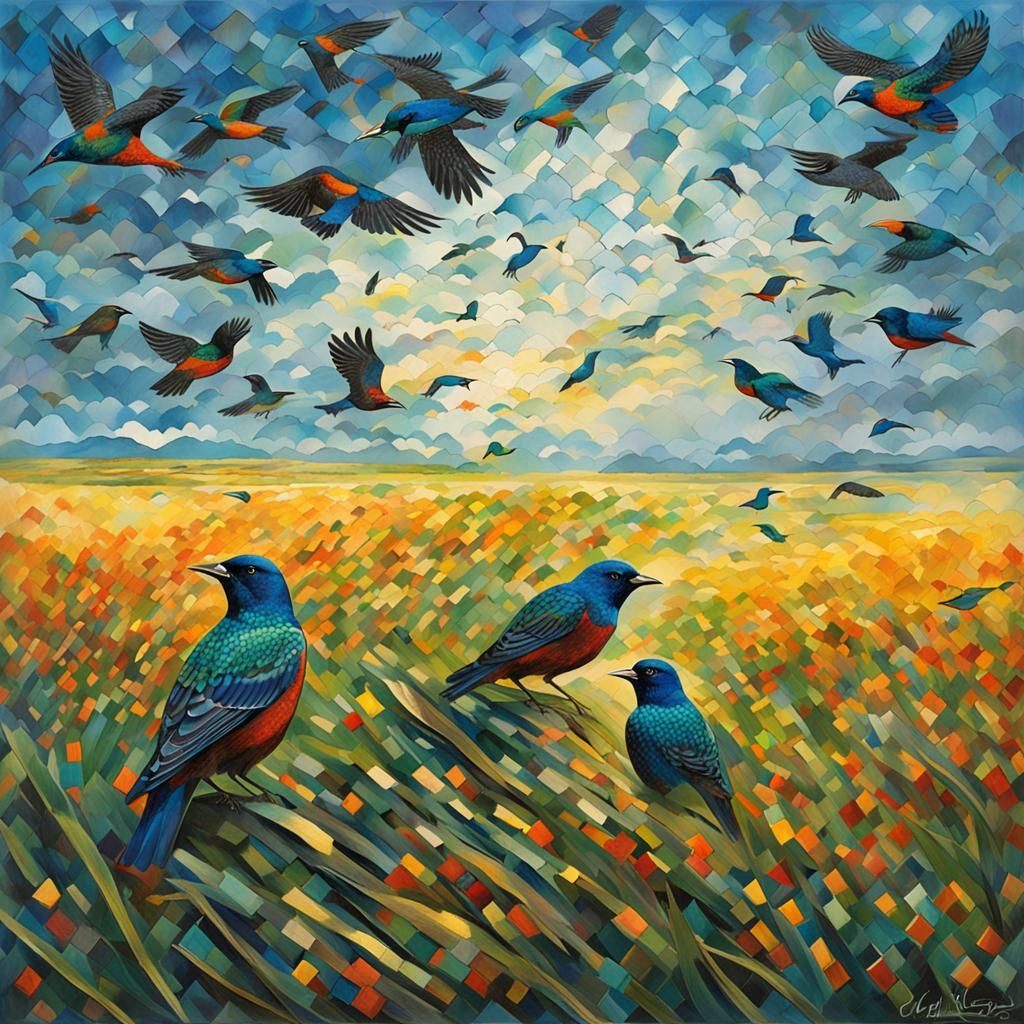 Starlings in a Mosaic