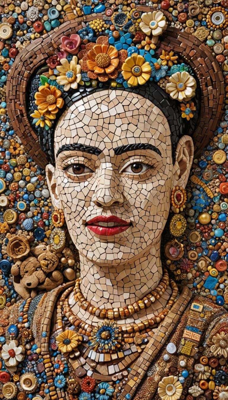 Cosmic Visionary Micromosaic Earthenware Figure