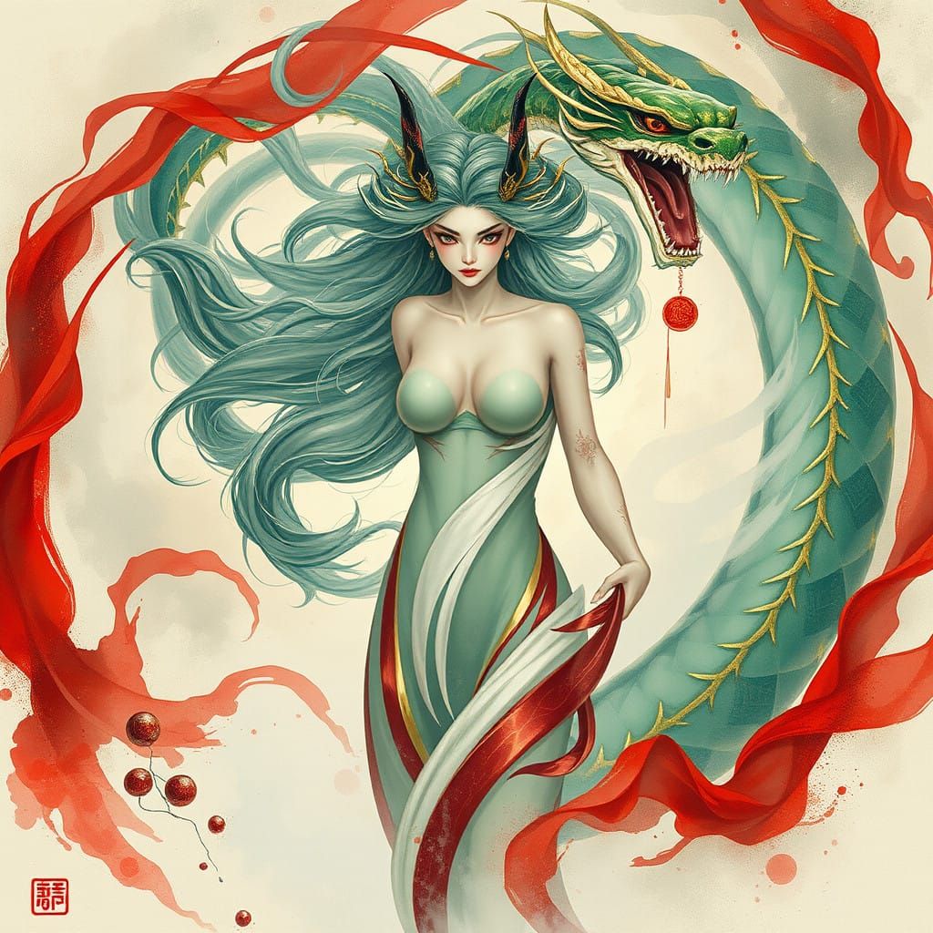 Mythical Serpent Goddess in Ancient Chinese Vortex