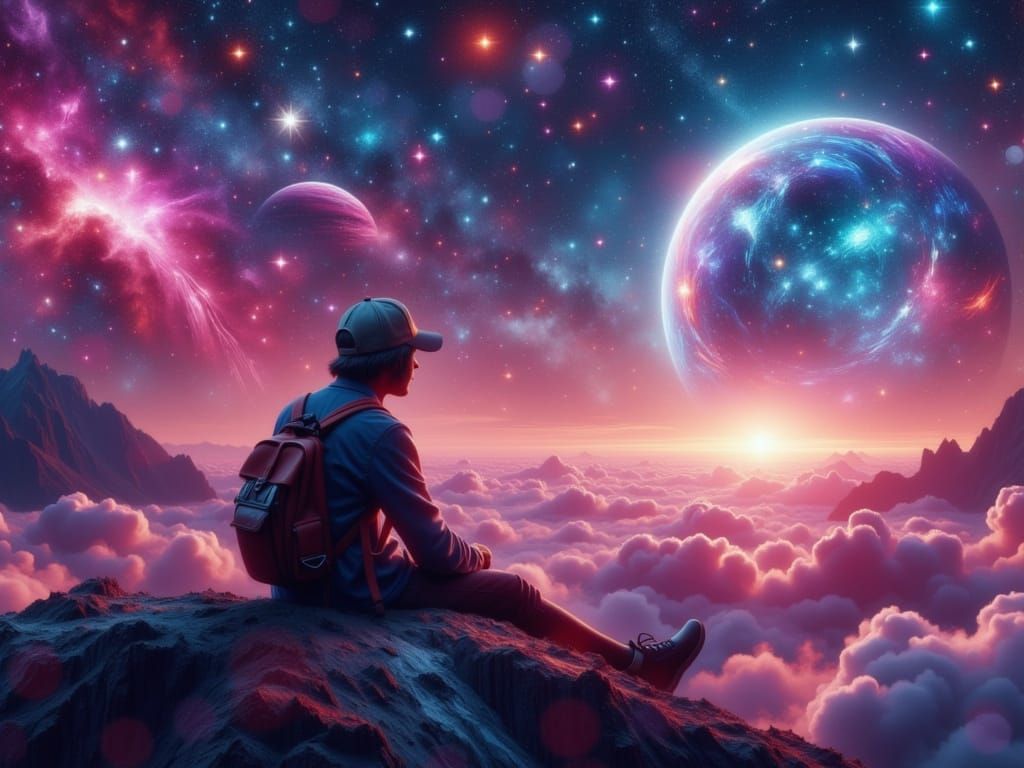 Ethereal Cosmic Youth in Celestial Harmony