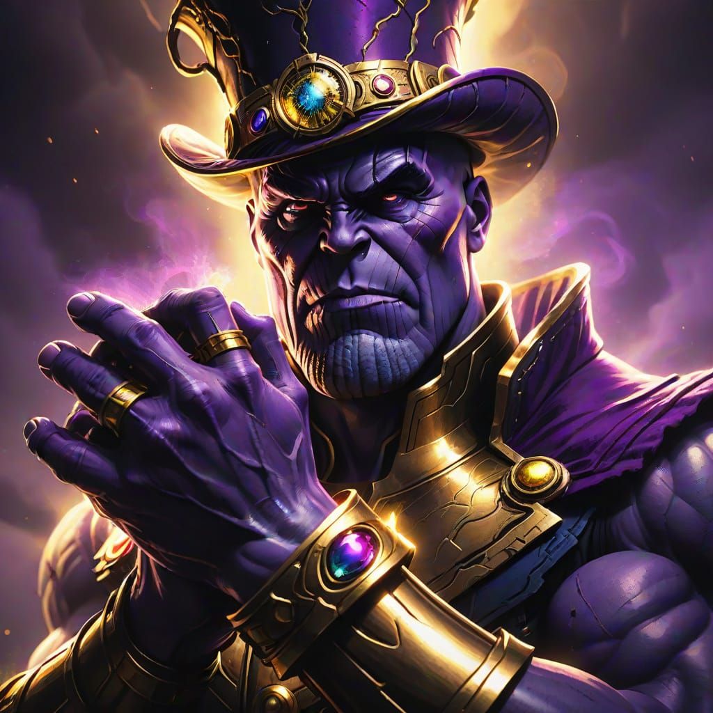 Thanos in Gothic Art Style with Infinity Gauntlet