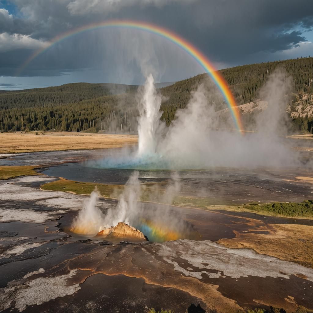 Double Rainbow Erupts Over Yellowstone: Hyper-Realistic Land...