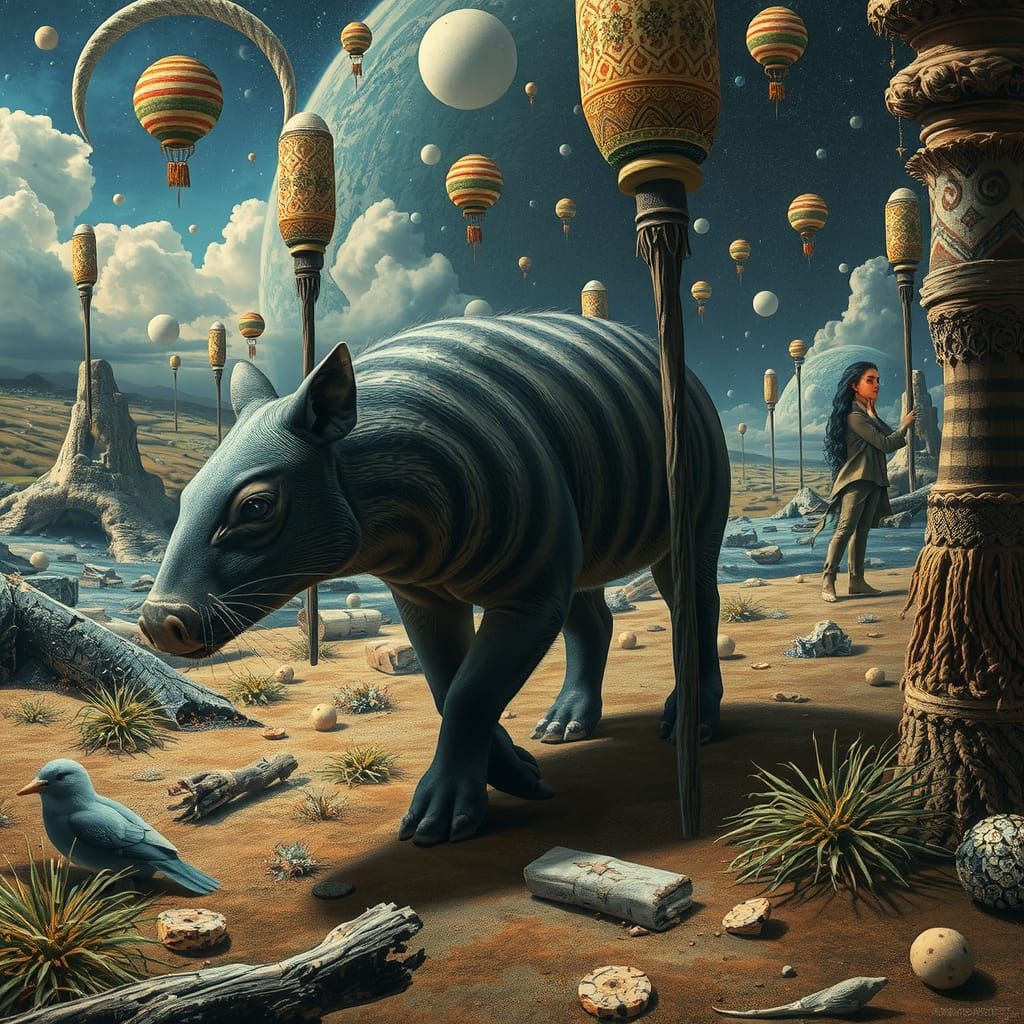 Tapir's Surreal Dreamscape: Avant-Garde Mixed Media Art