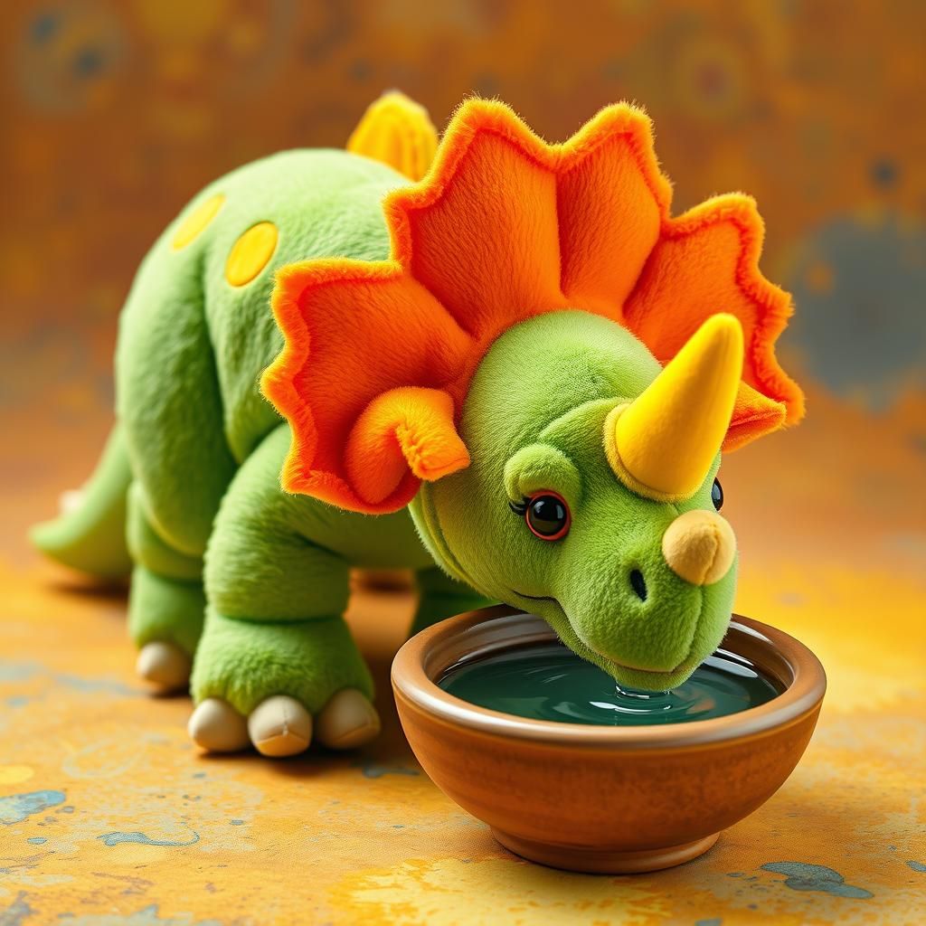 Triceratops Plush Toy Drinks Water: Kawaii Style