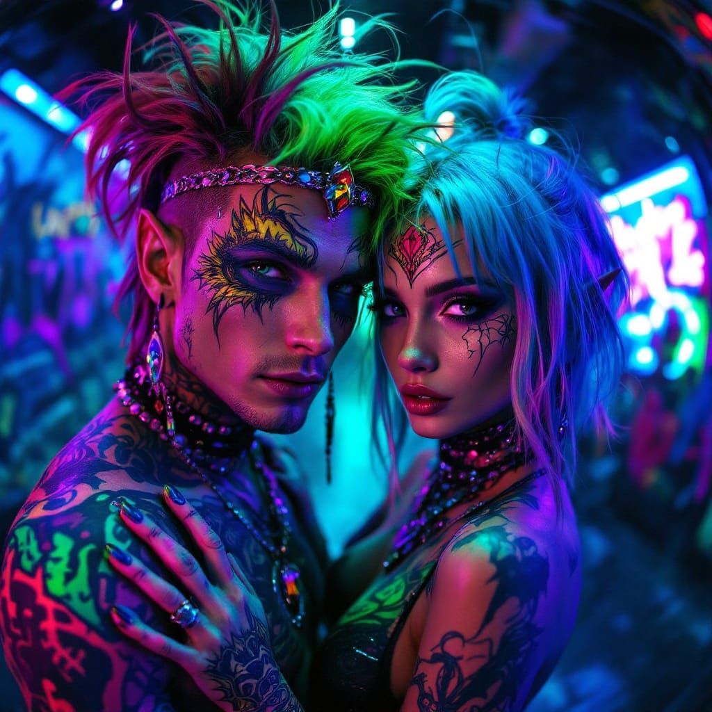 Vivid Fantasy Royalty in Neon Rave