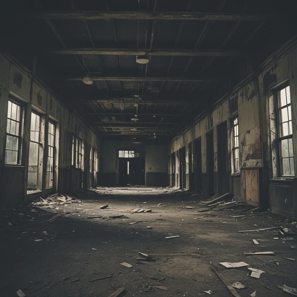 Eerie Abandoned Building in Cinematic Style
