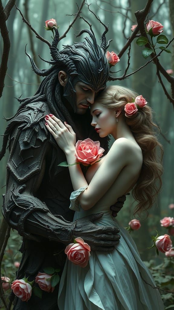 Mystical Forest Lovers in Dark Fantasy