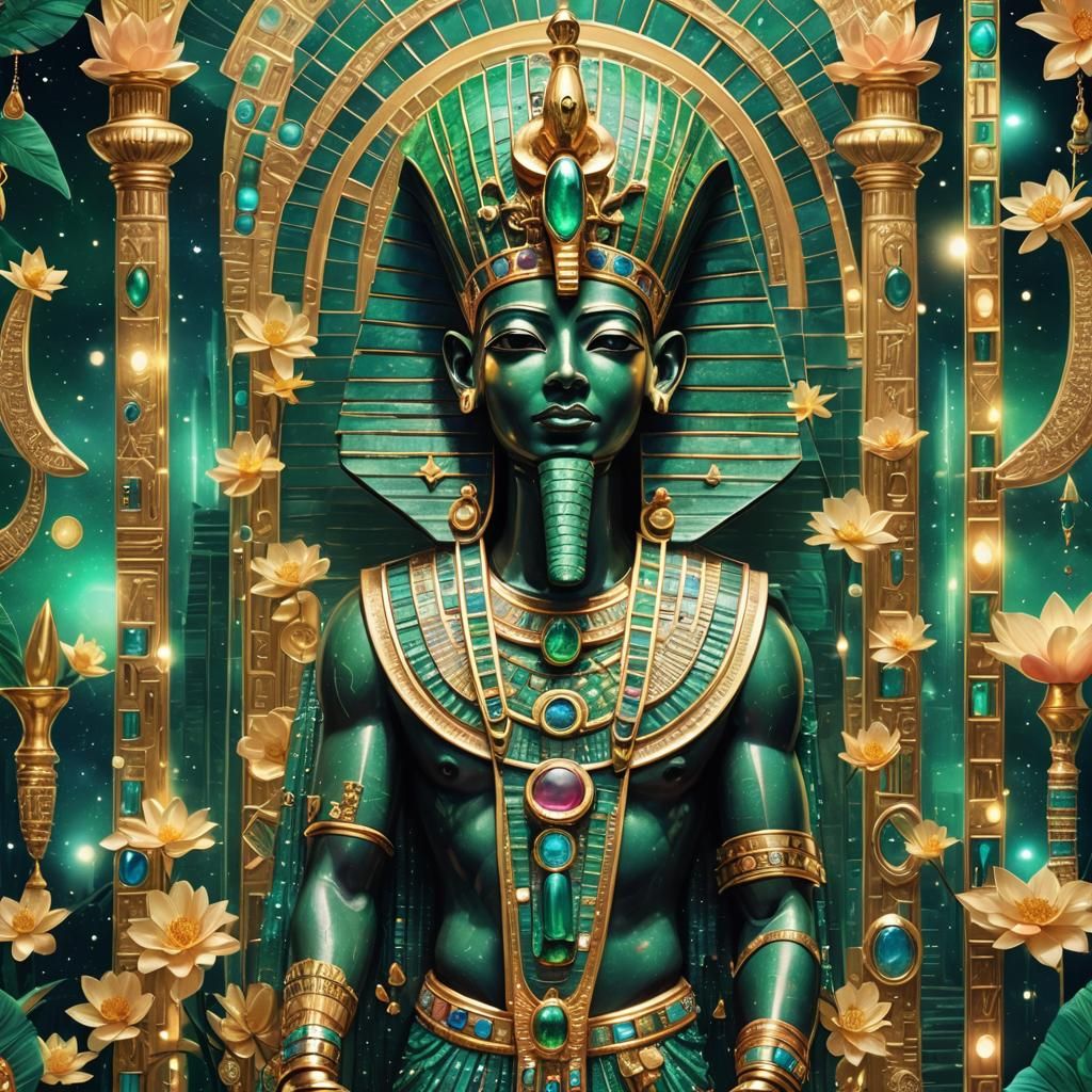 Osiris in Emerald Texture with Precious Stone Jewelry