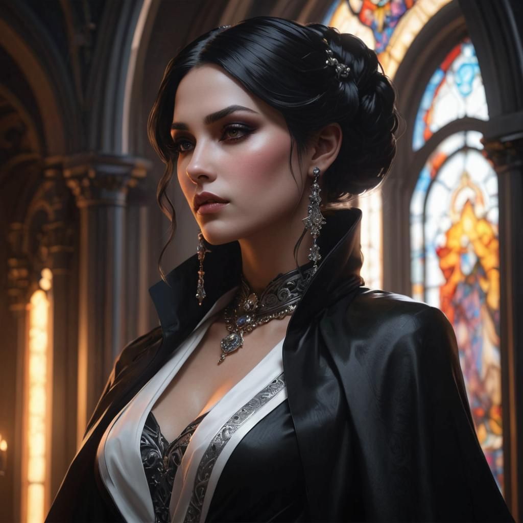 Ethereal Gothic Portrait in Triadic Colors