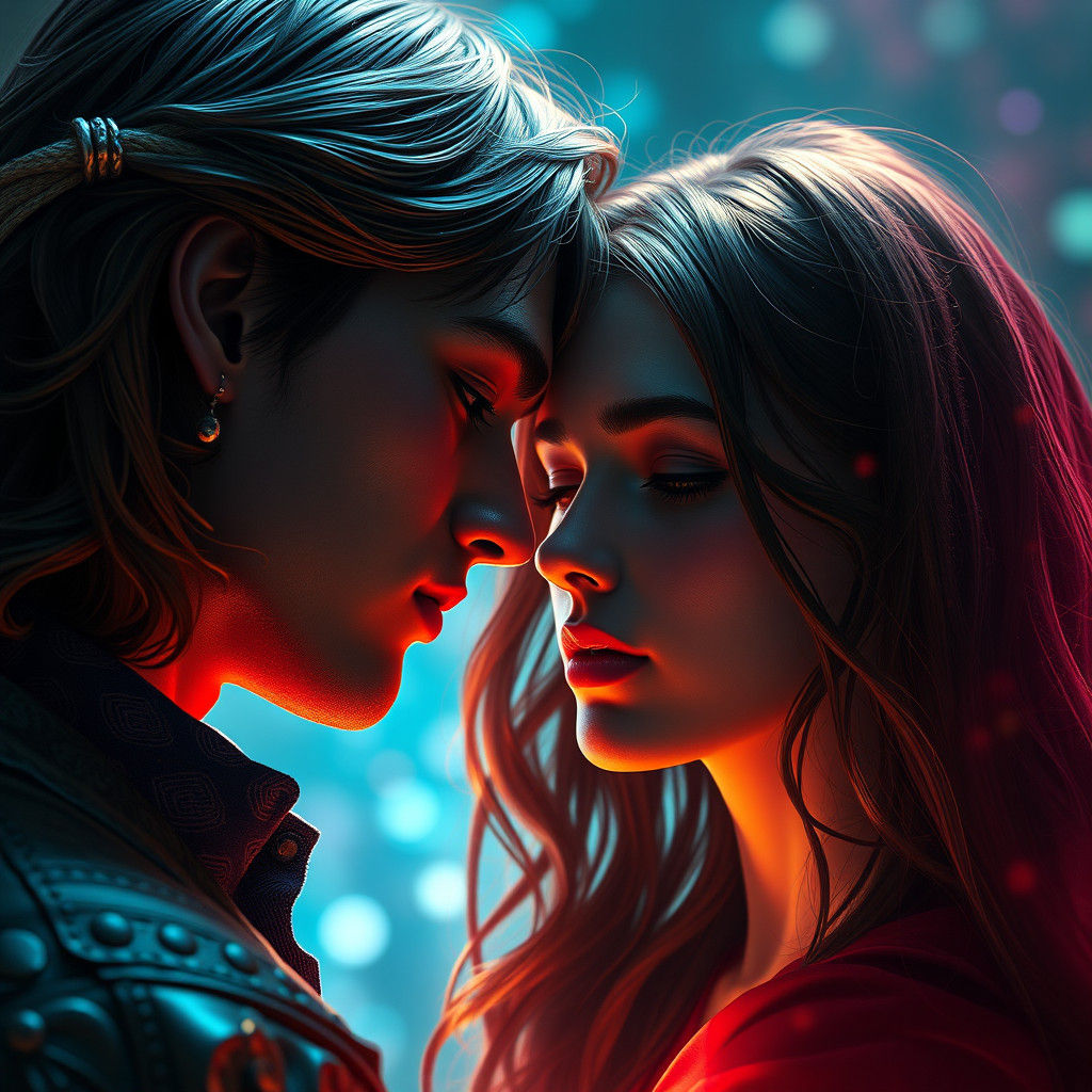 Intimate Portrait in Art Nouveau Comic Style