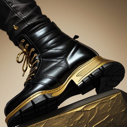 Legendary Shoes on Pedestal in Abstract Expressionism Style