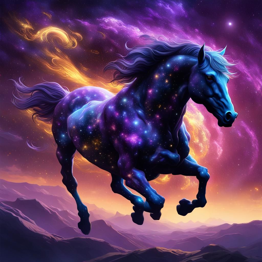 Galaxy Horse in Flight: A Digital Masterpiece