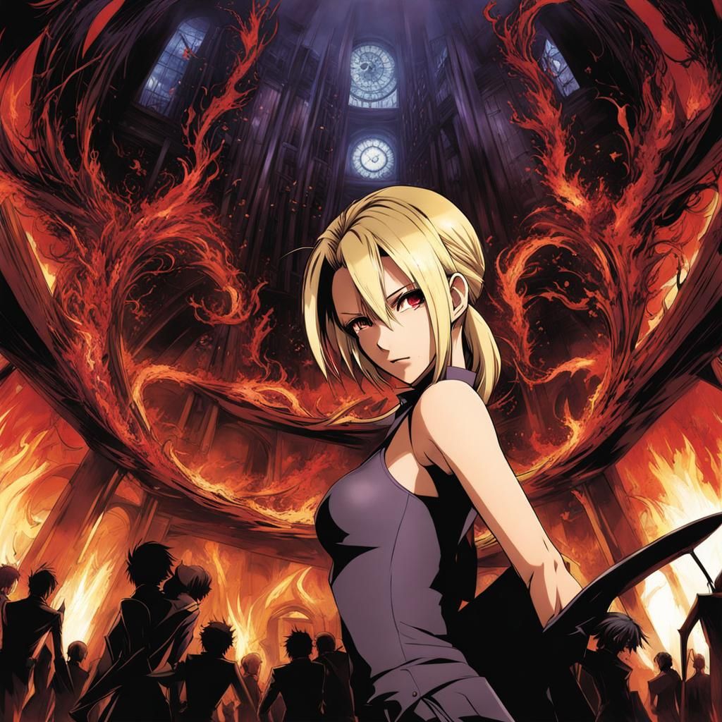 Aya Brea and Burning Monsters in Opera, Anime Style