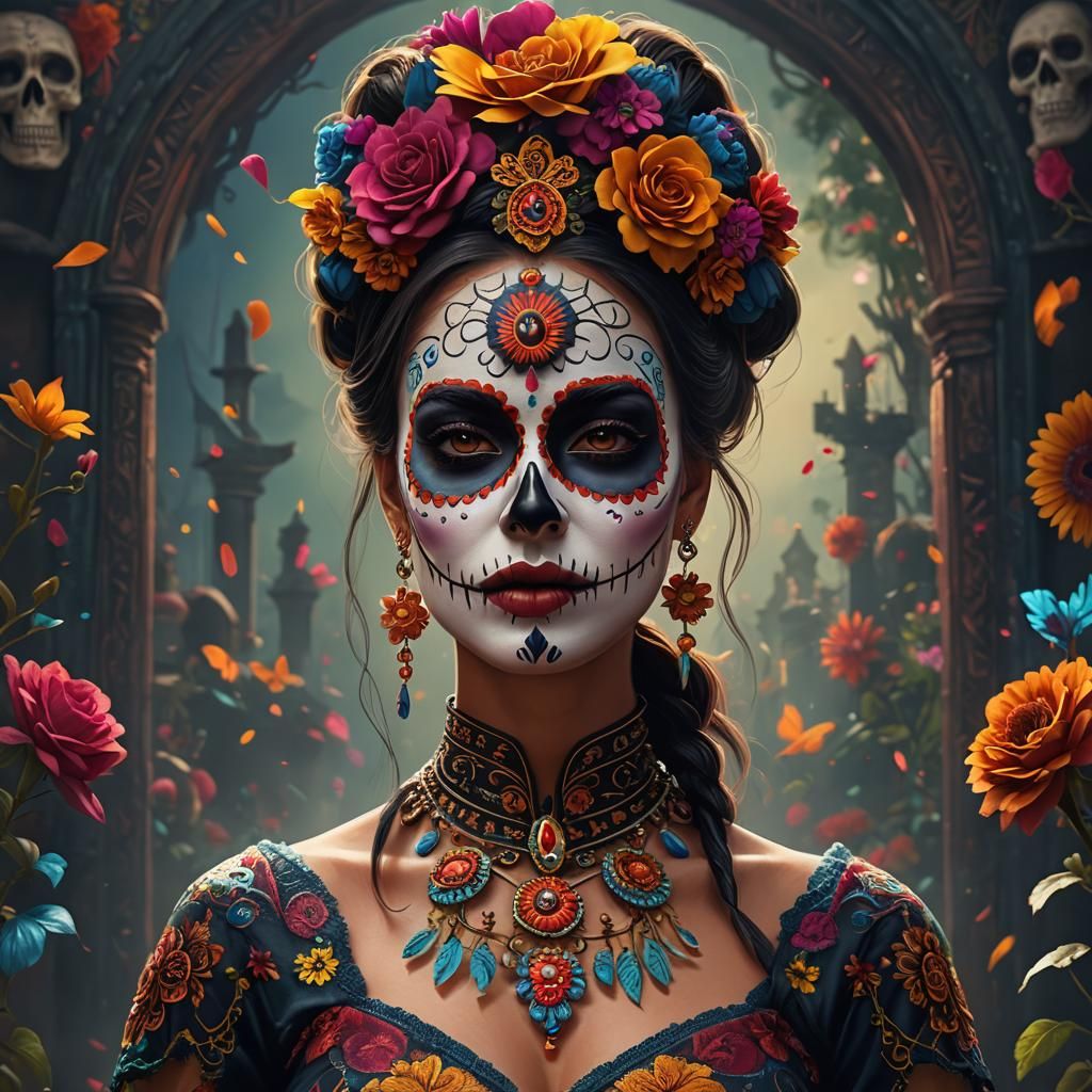 Woman with Día de los Muertos Face Paint