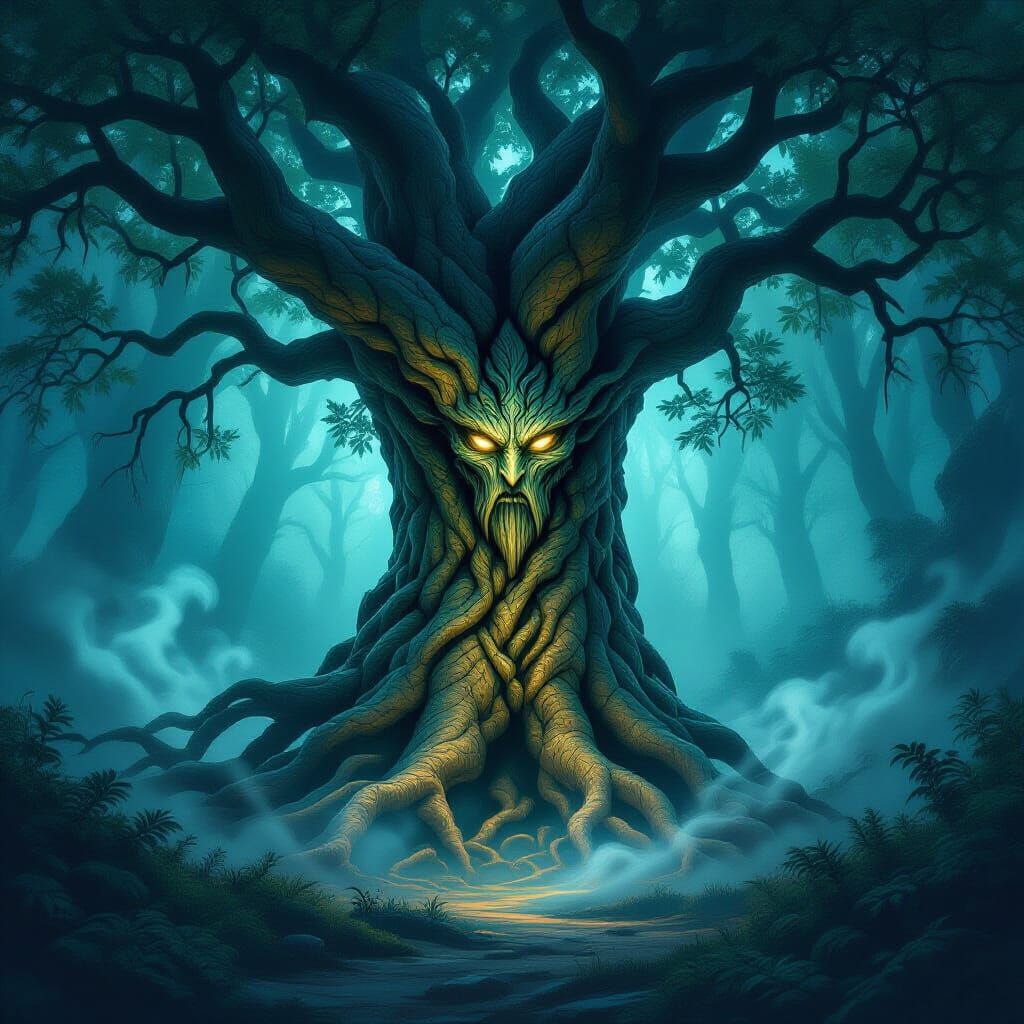Ancient Tree Spirit Guardian in Twilight Forest